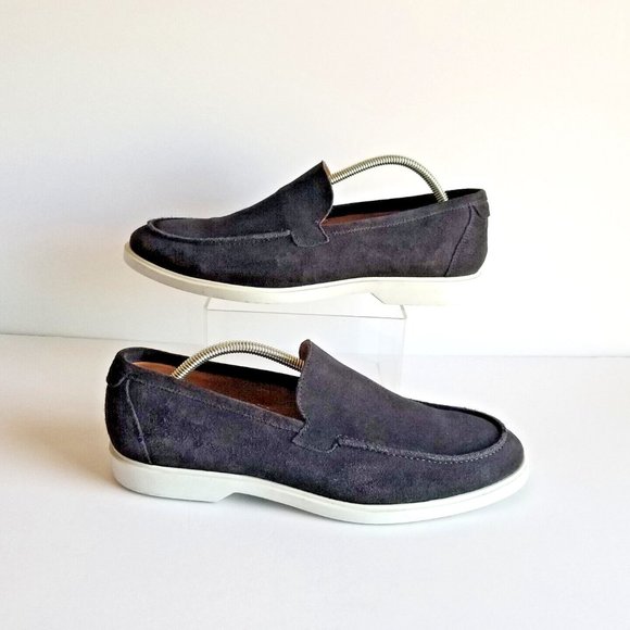 RUDY'S Paris Mommy Navy Nubuck Calfskin Leather Moccasins Sz 43 10 Blue Loafers - Picture 6 of 12